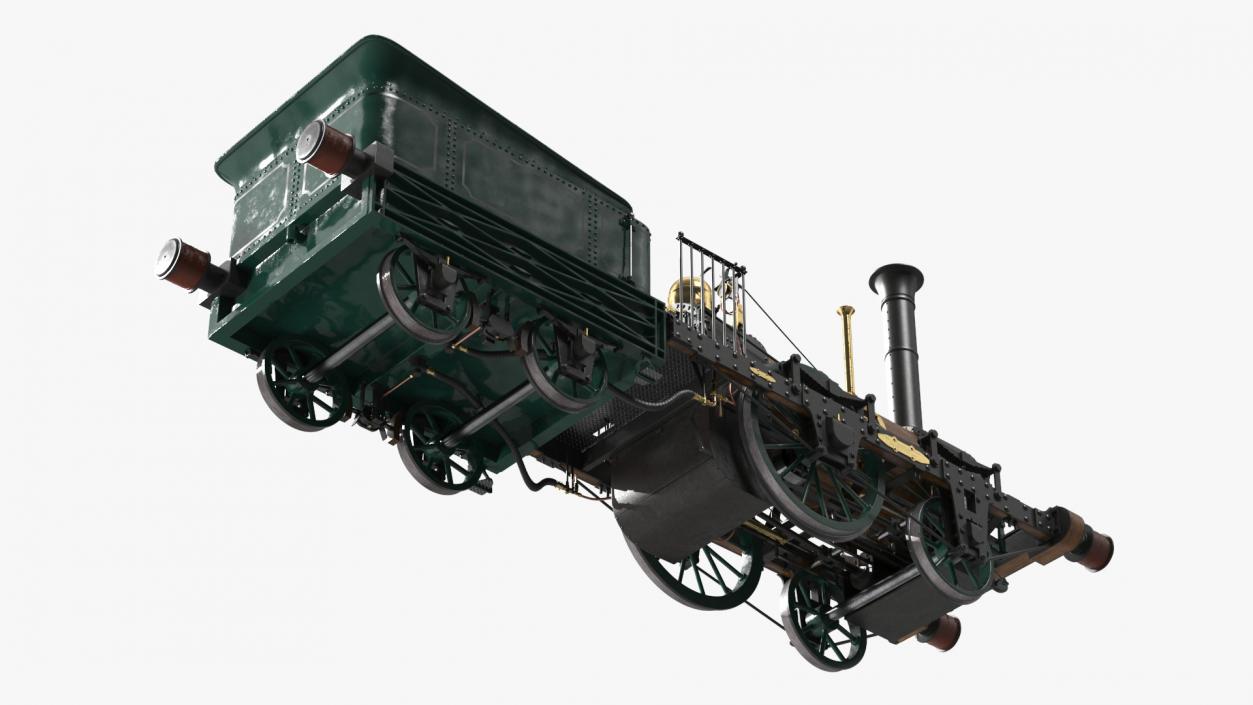 Locomotive Old Planet by Robert Stephenson 1830 Rigged 3D model