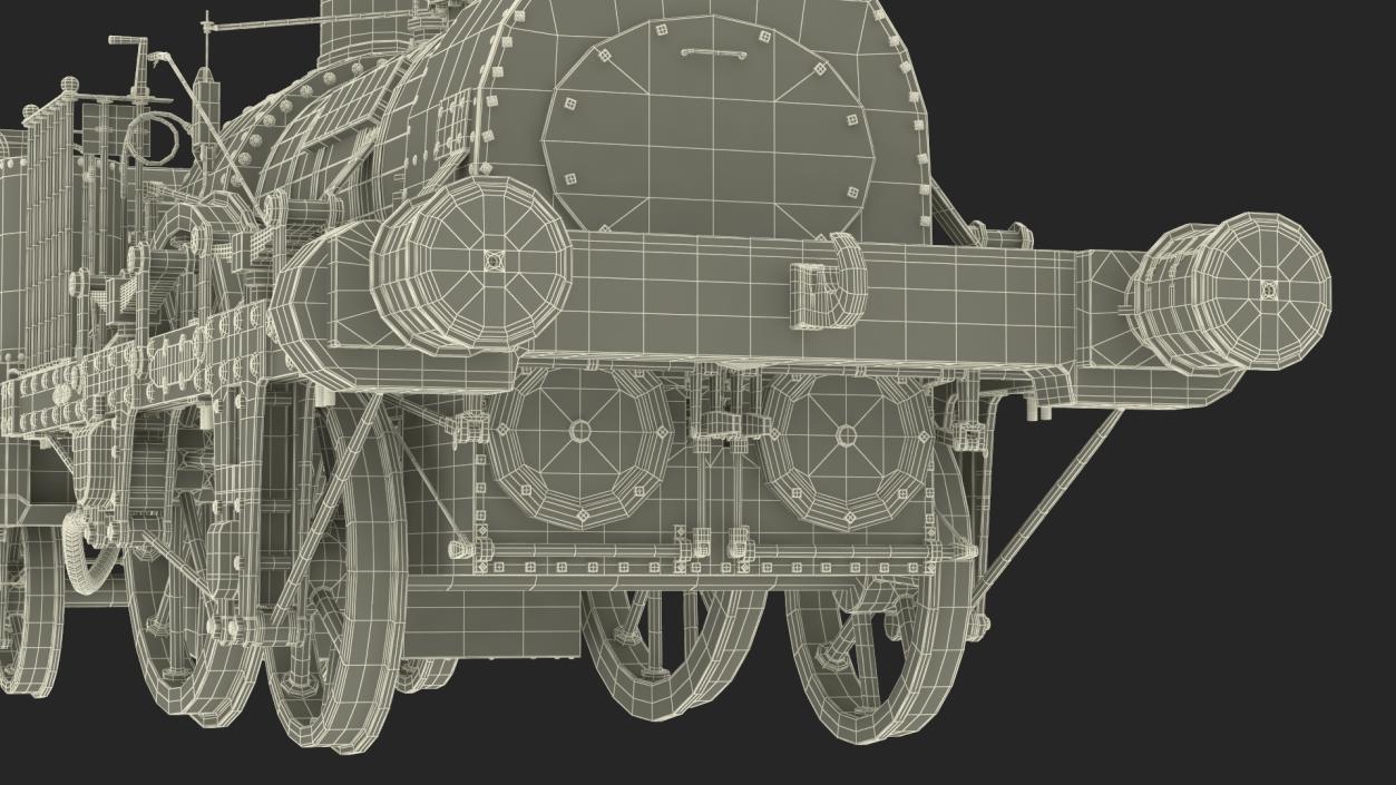 Locomotive Old Planet by Robert Stephenson 1830 Rigged 3D model