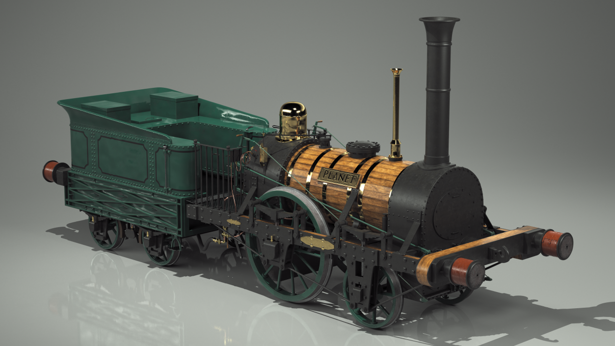 Locomotive Old Planet by Robert Stephenson 1830 Rigged 3D model