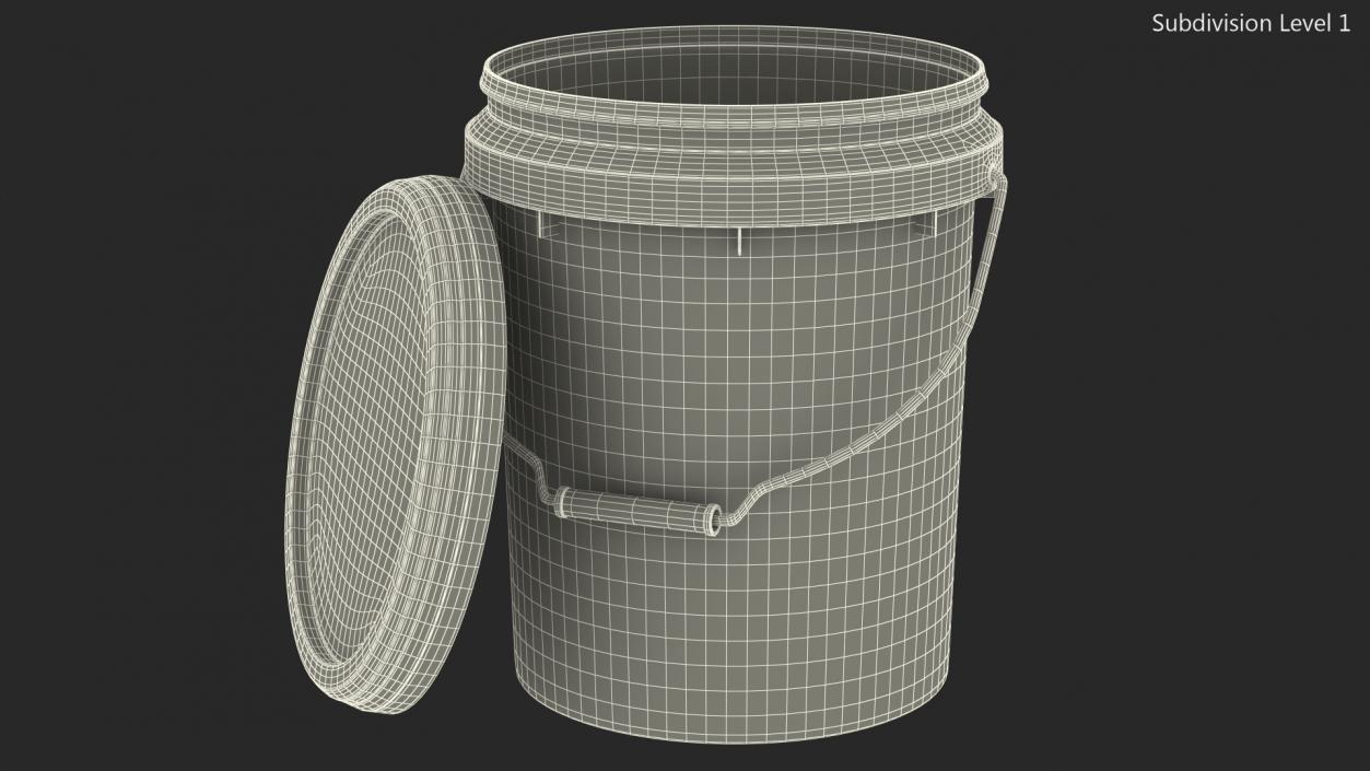 Food Grade 10L Plastic Bucket 3D model