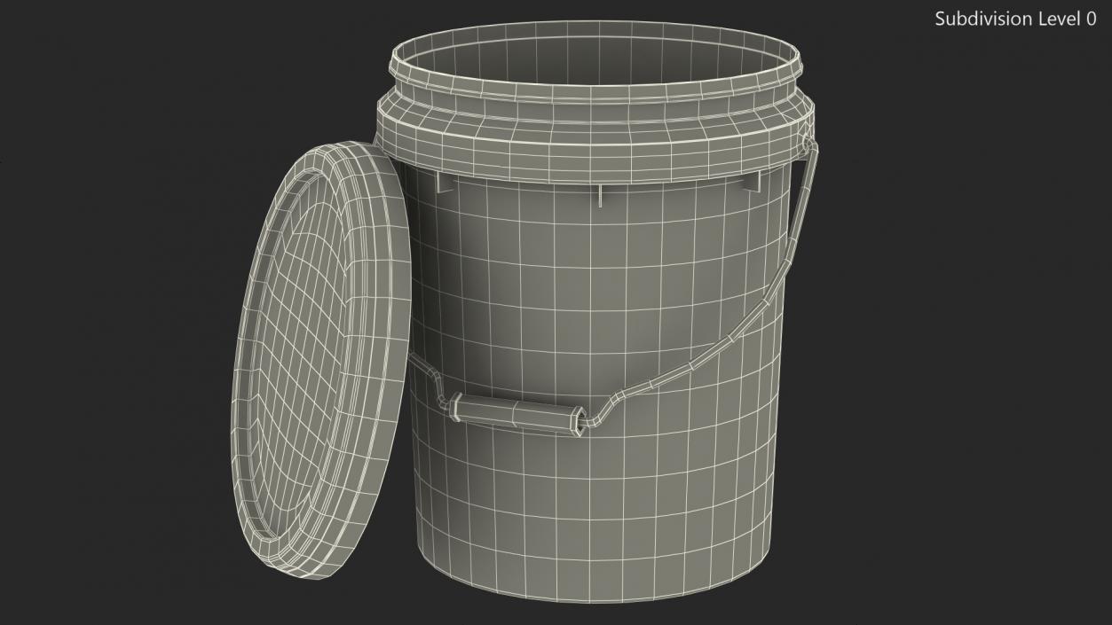 Food Grade 10L Plastic Bucket 3D model