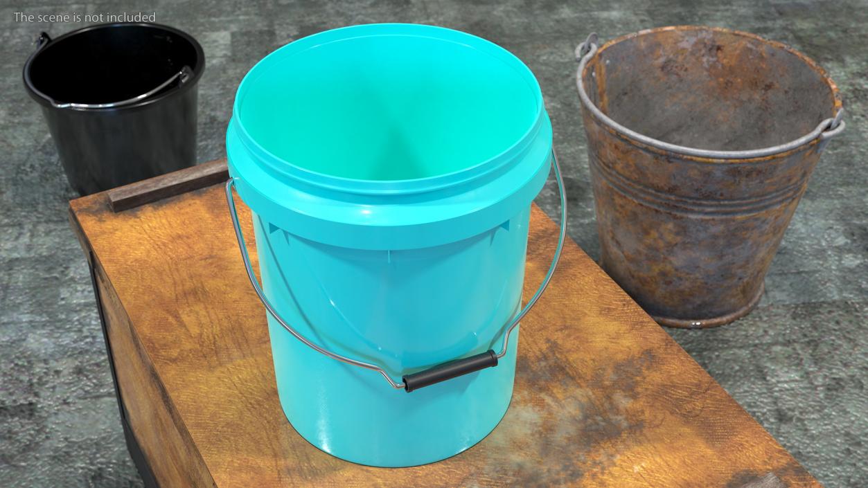 Food Grade 10L Plastic Bucket 3D model