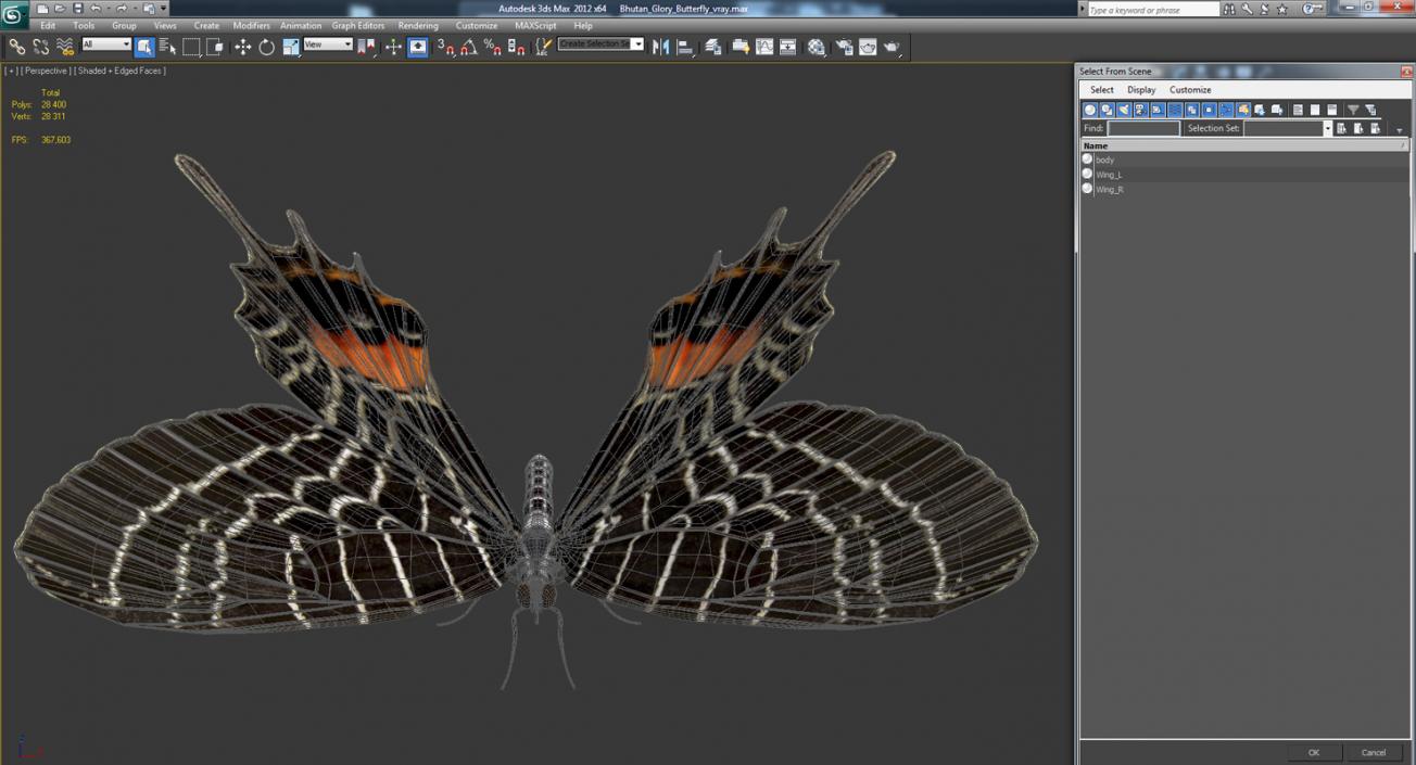 Bhutan Glory Swallowtail Butterfly 3D model