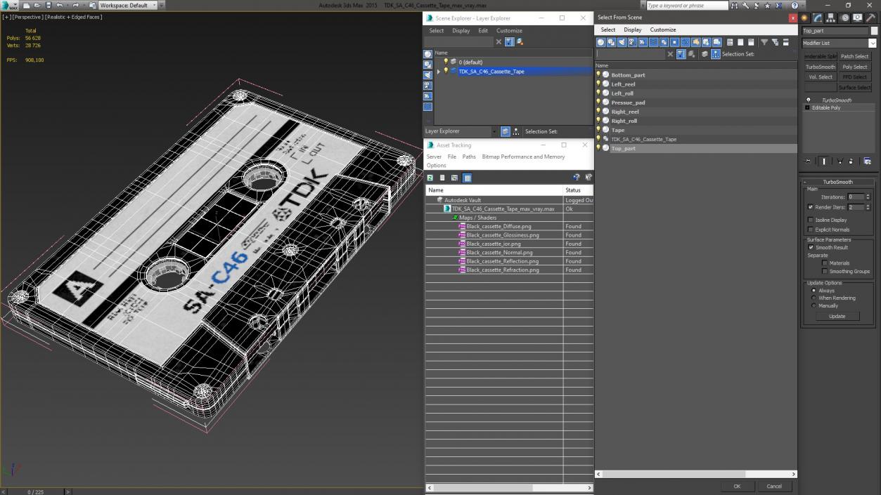 TDK SA C46 Cassette Tape 3D model