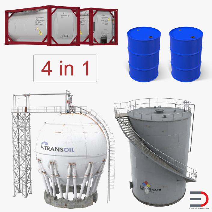 3D Oil Storage Tanks Collection model