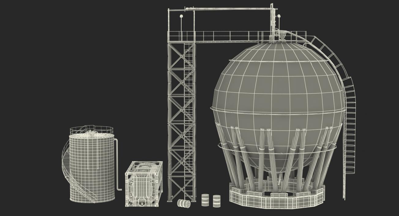 3D Oil Storage Tanks Collection model