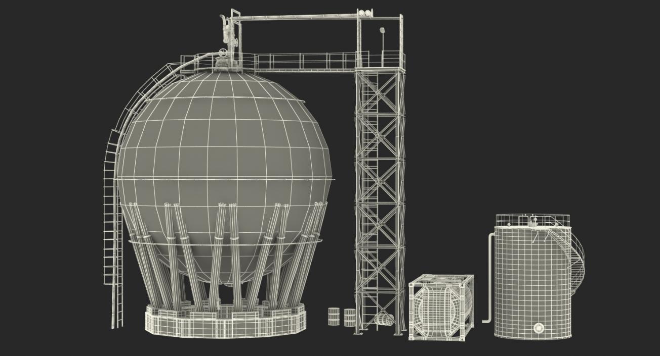 3D Oil Storage Tanks Collection model