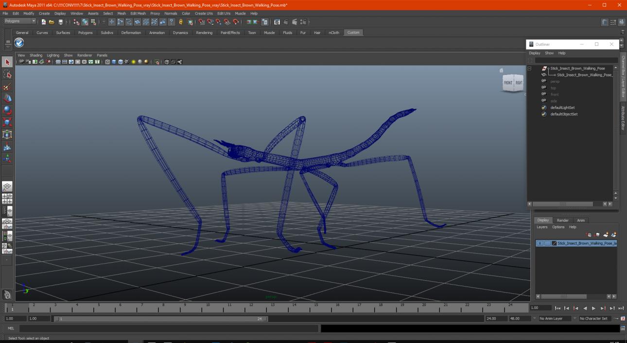 3D Stick Insect Brown Walking Pose