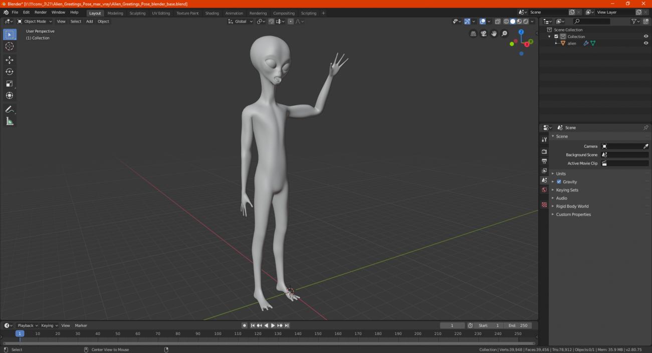 3D model Alien Greetings Pose