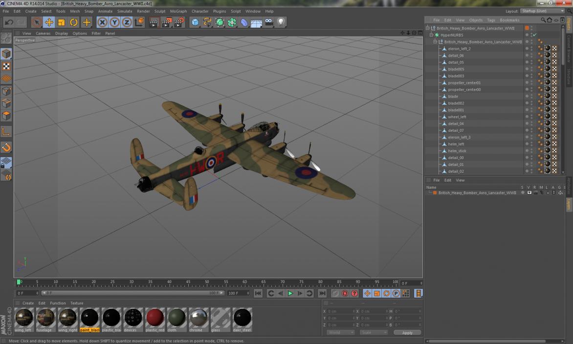 3D model British Heavy Bomber Avro Lancaster WWII