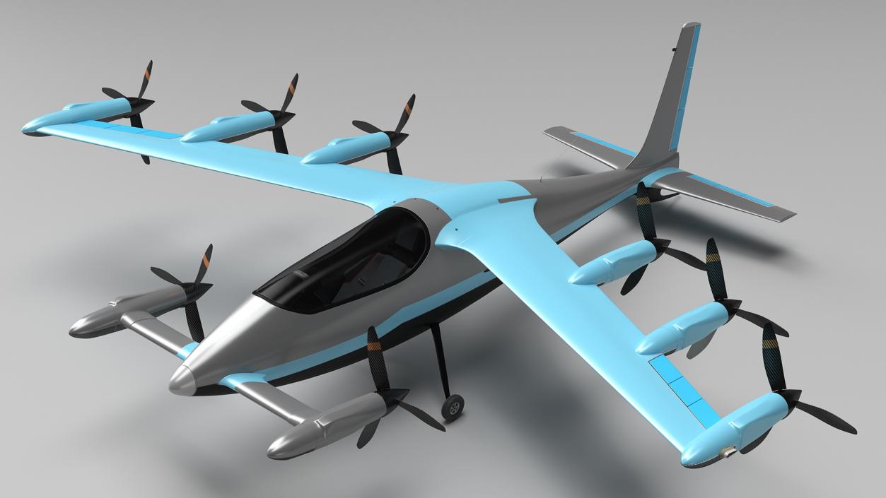 Electric Air Taxi Blue 3D