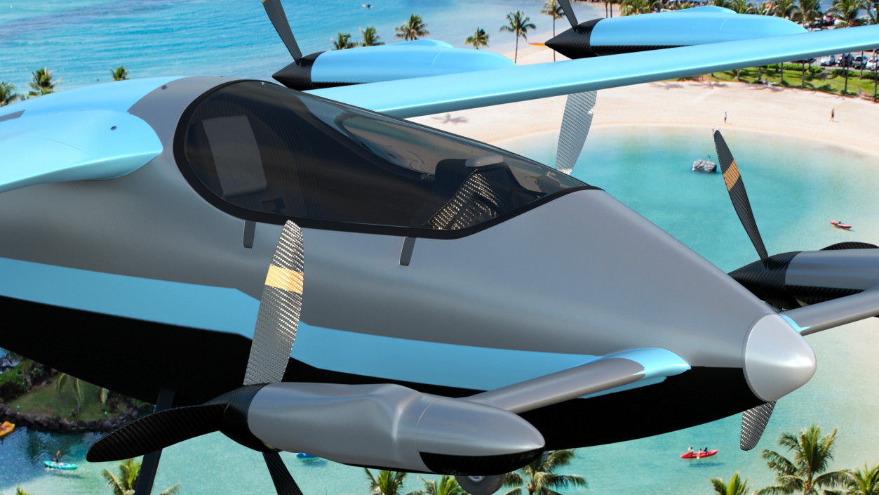 Electric Air Taxi Blue 3D