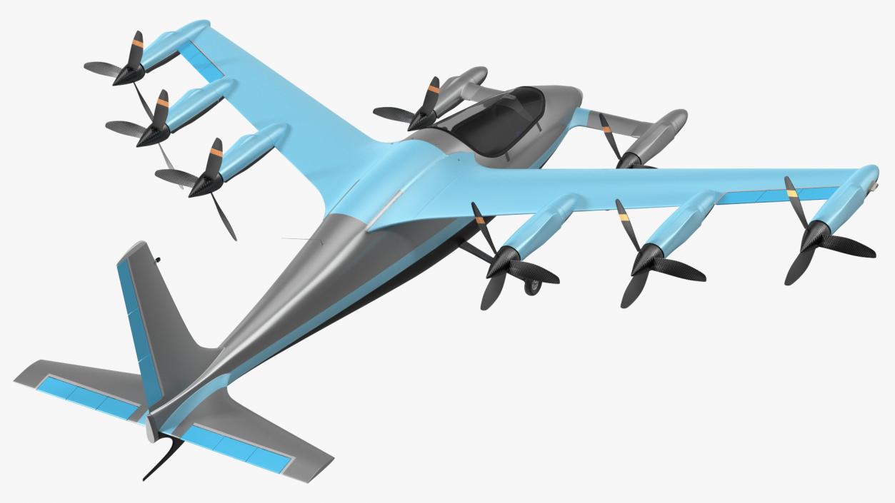 Electric Air Taxi Blue 3D