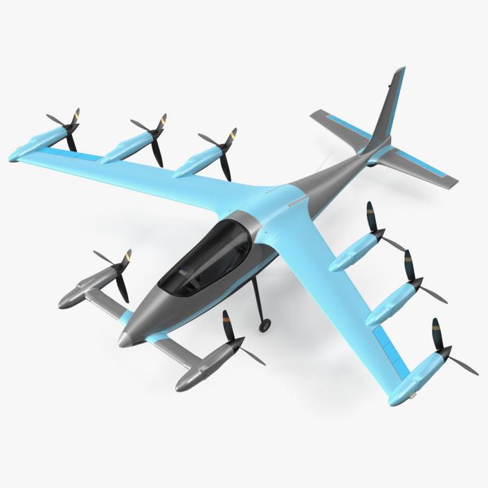 Electric Air Taxi Blue 3D