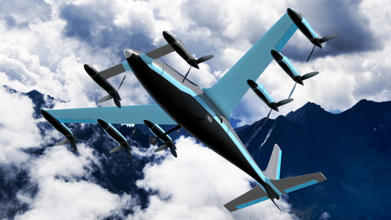 Electric Air Taxi Blue 3D