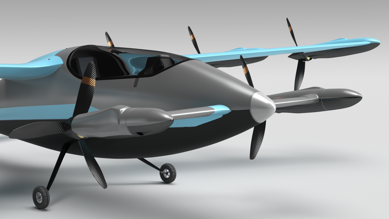 Electric Air Taxi Blue 3D