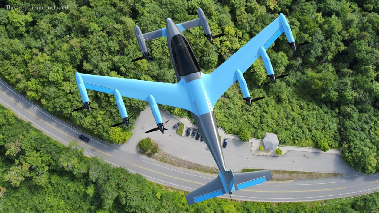 Electric Air Taxi Blue 3D