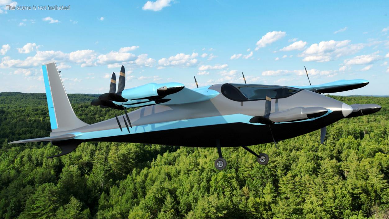 Electric Air Taxi Blue 3D