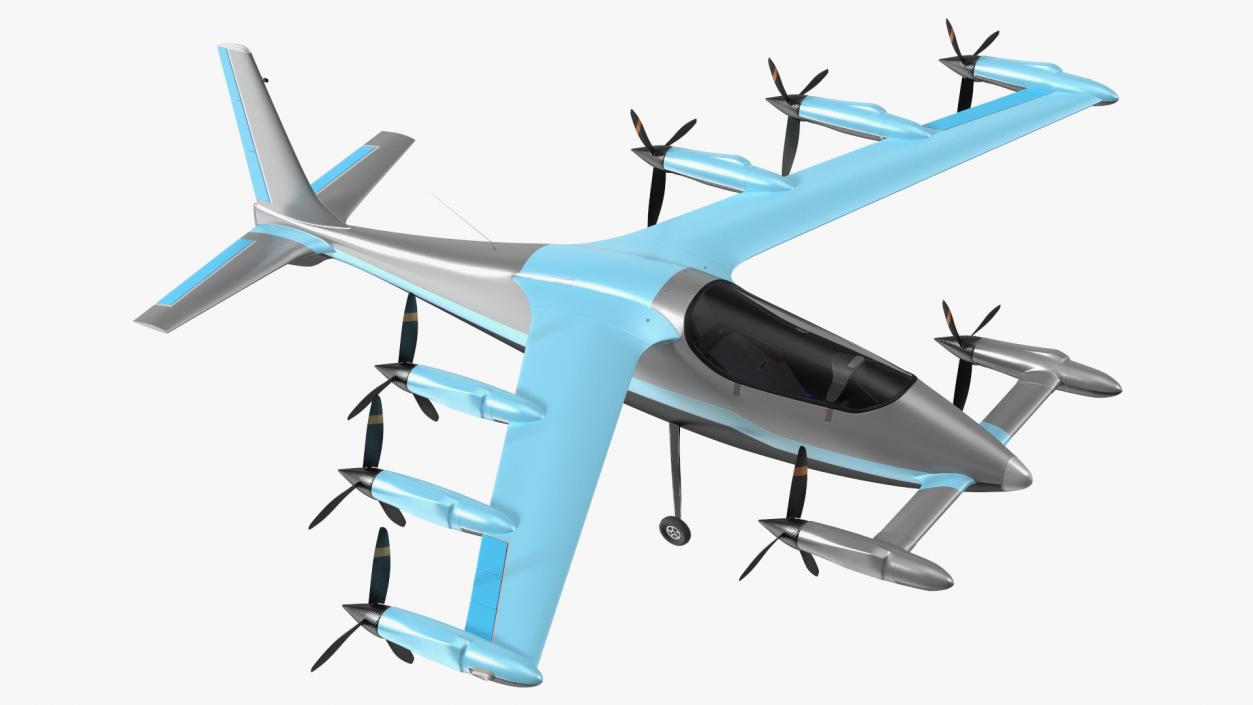 Electric Air Taxi Blue 3D