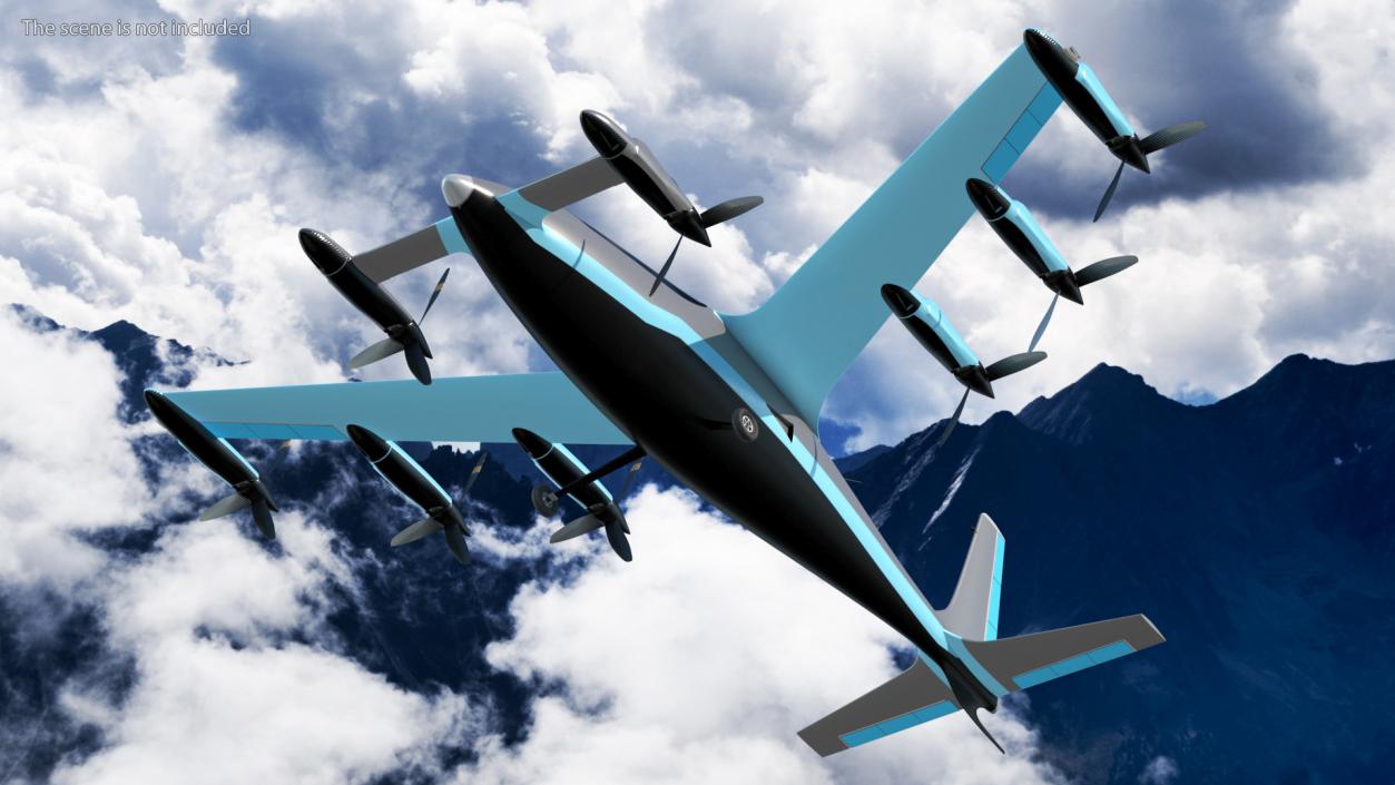 Electric Air Taxi Blue 3D