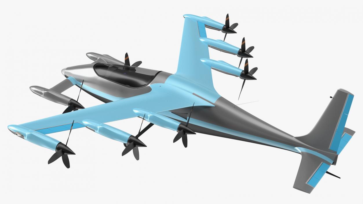 Electric Air Taxi Blue 3D