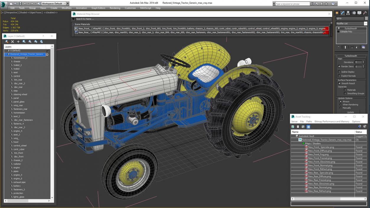 Restored Vintage Tractor 3D model