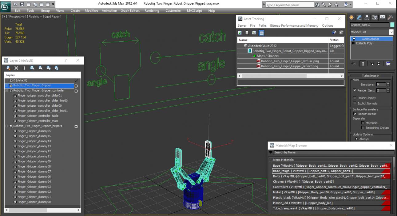 Robotiq Two Finger Robot Gripper Rigged 3D model