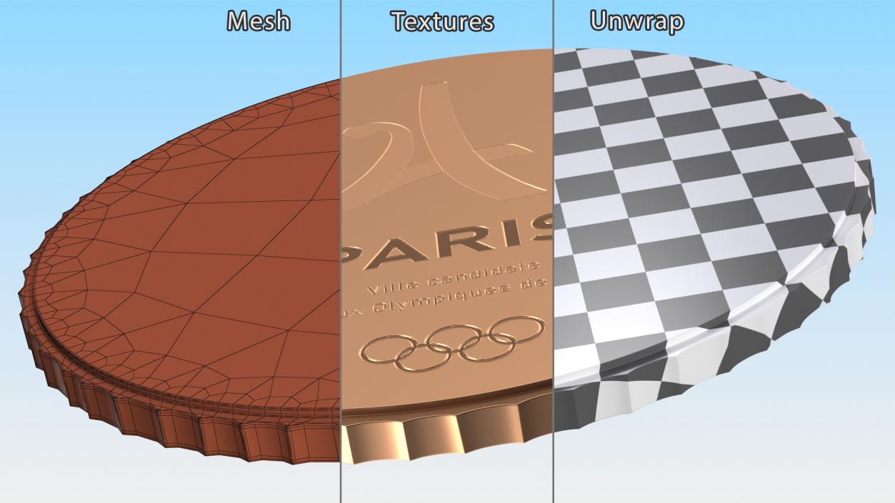 3D Bronze Olympic Medal Paris 2024