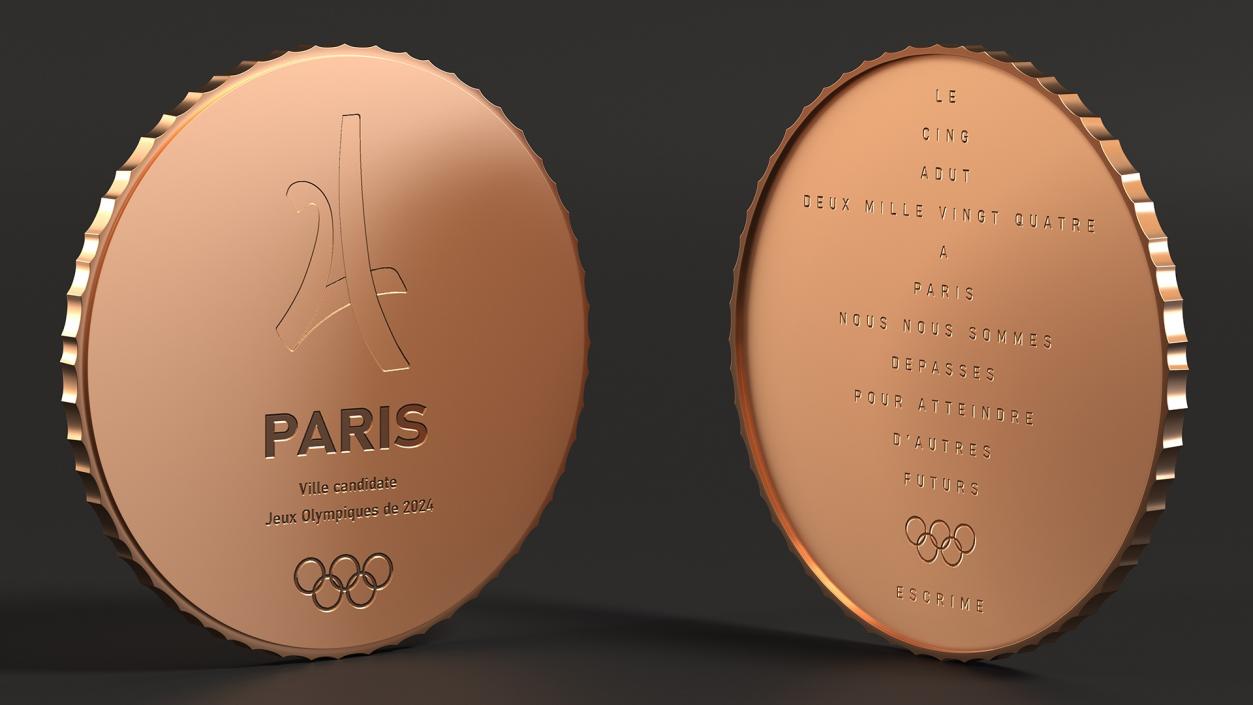 3D Bronze Olympic Medal Paris 2024