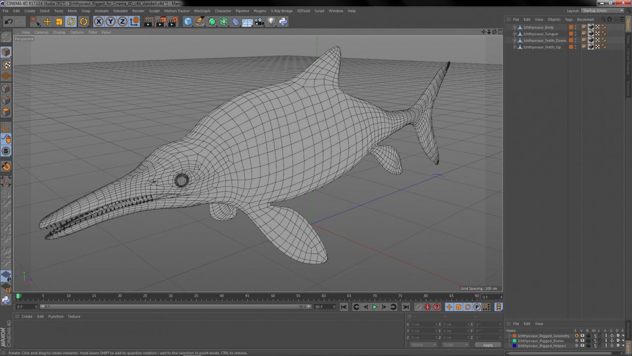 Ichthyosaur Rigged for Cinema 4D 3D