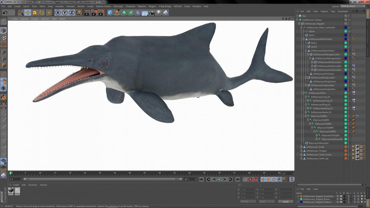 Ichthyosaur Rigged for Cinema 4D 3D