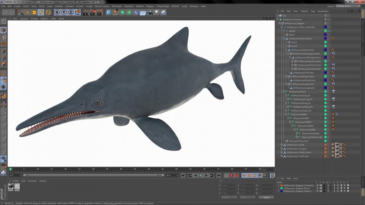 Ichthyosaur Rigged for Cinema 4D 3D