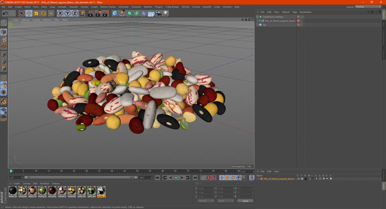 3D Pile of Mixed Legume Beans