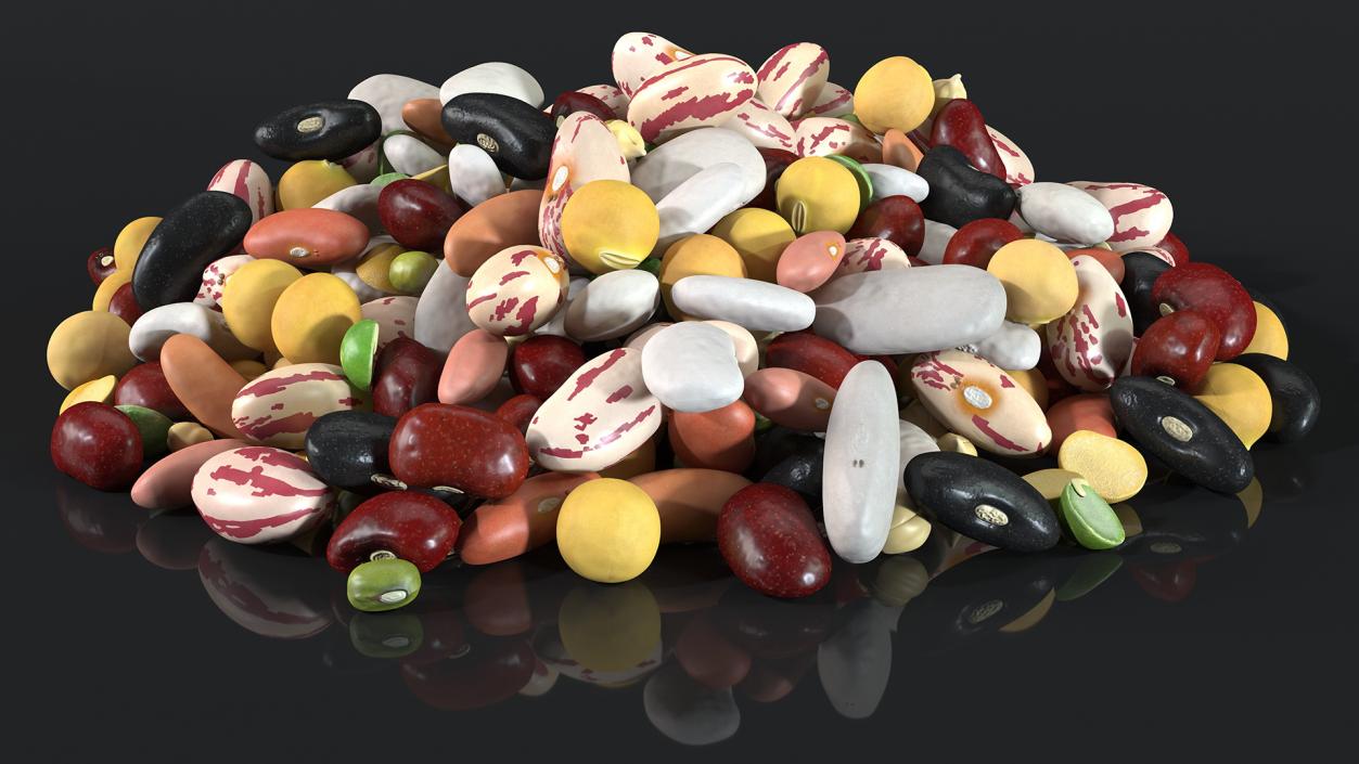 3D Pile of Mixed Legume Beans