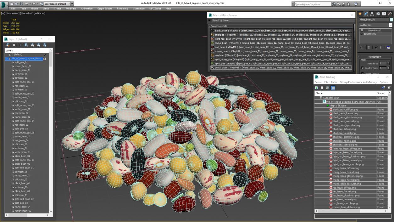 3D Pile of Mixed Legume Beans