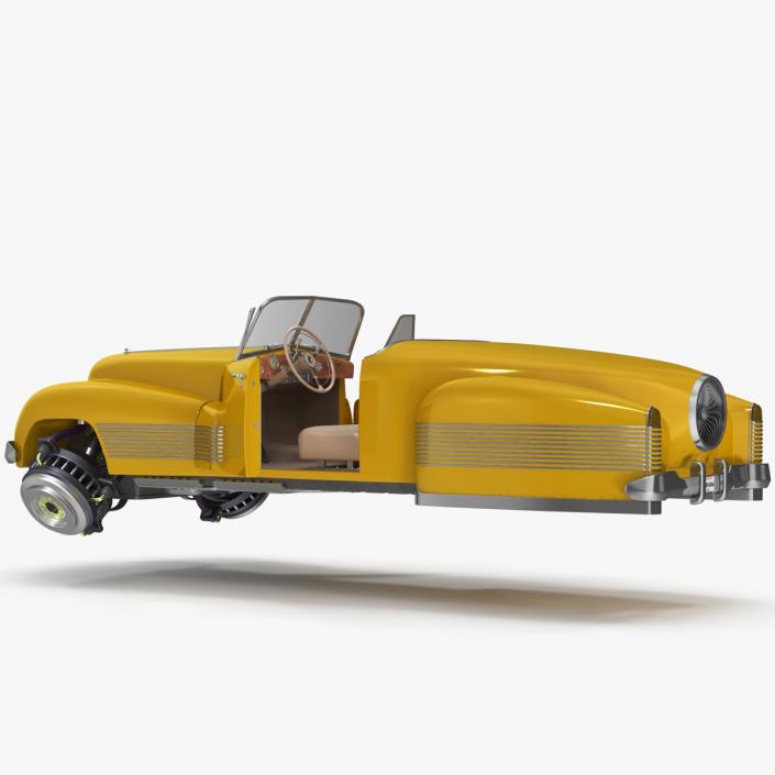 3D Yellow Hover Retro Car Rigged for Maya model