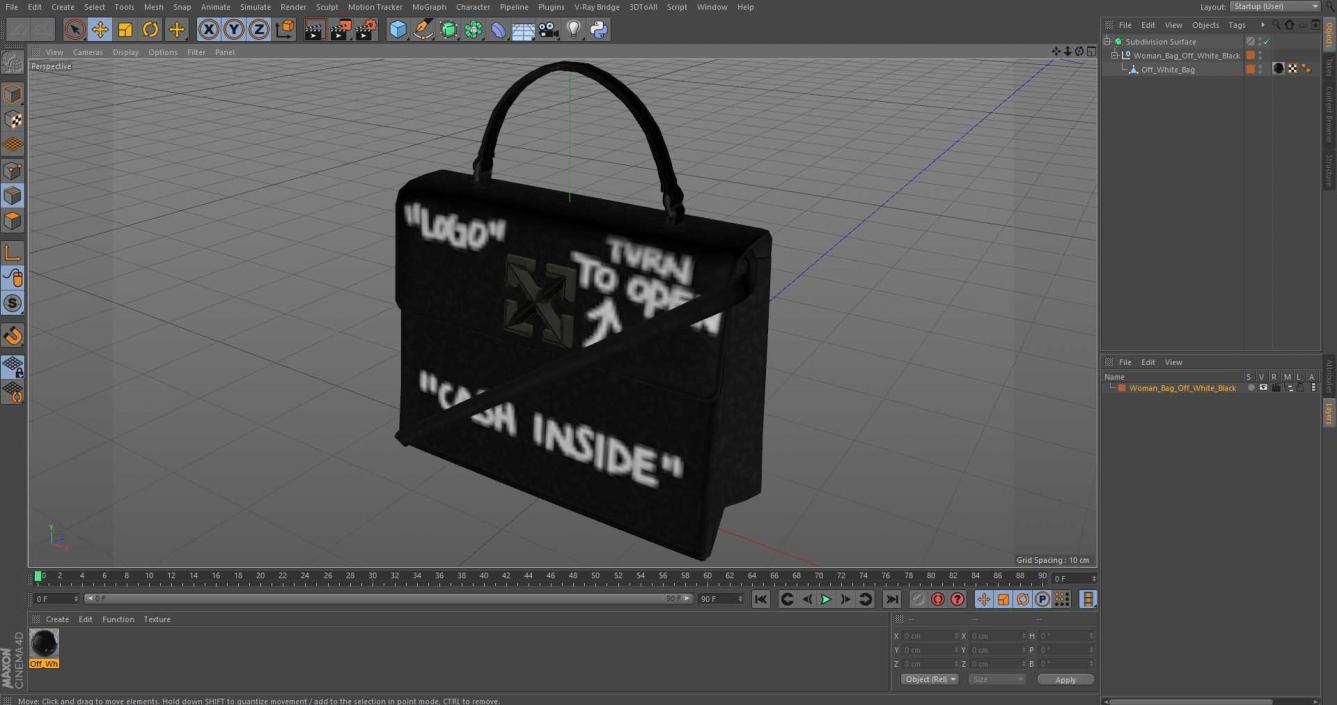 3D model Woman Bag Off White Black