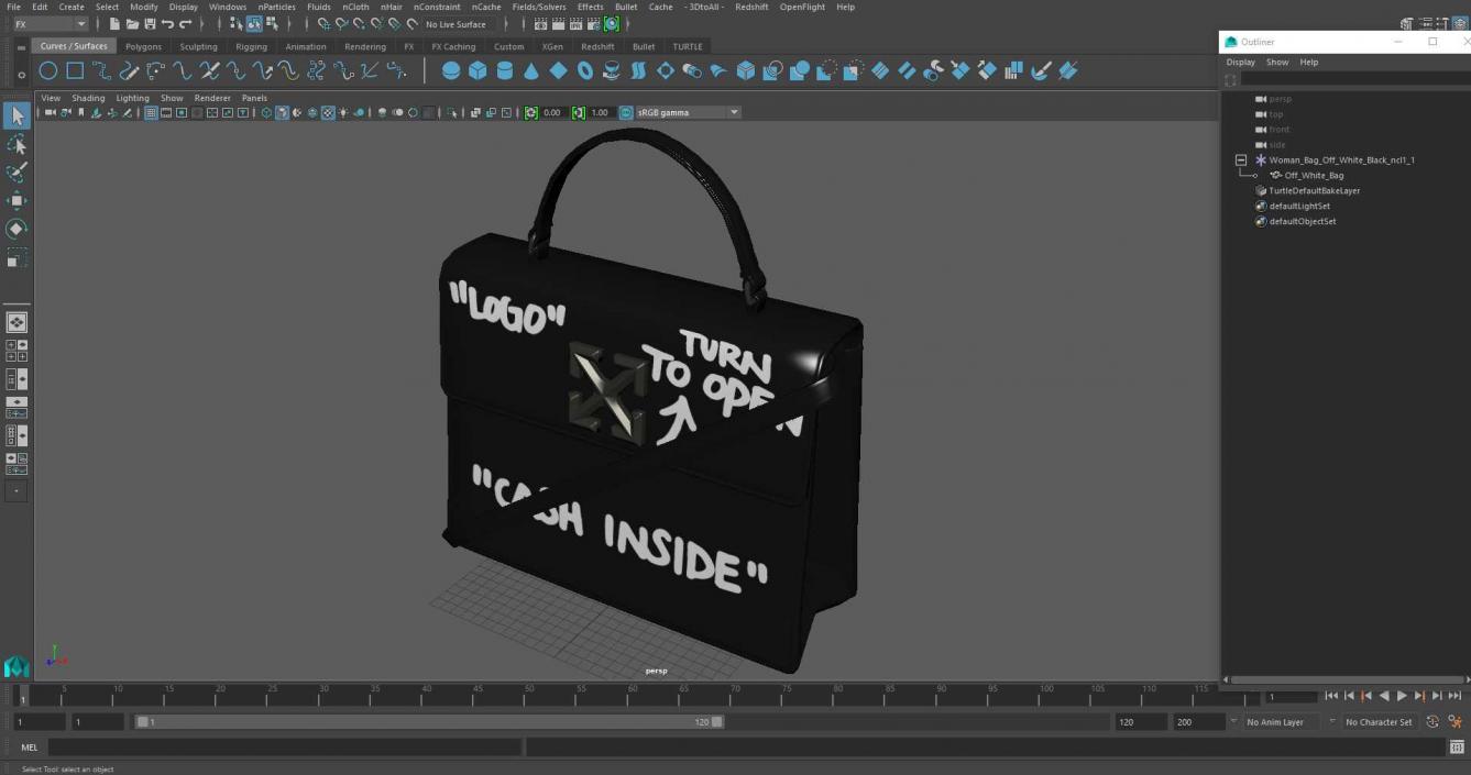 3D model Woman Bag Off White Black