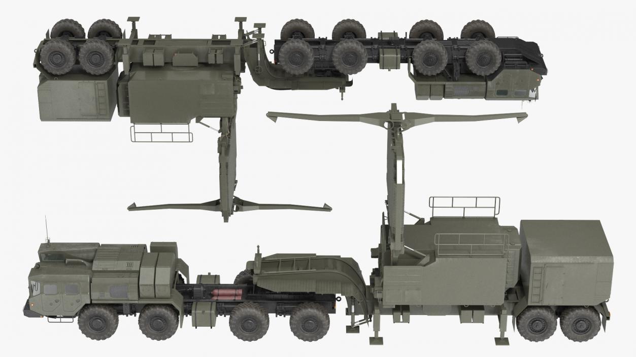 3D model MAZ 74106 with 64N6 Big Bird Radar Green