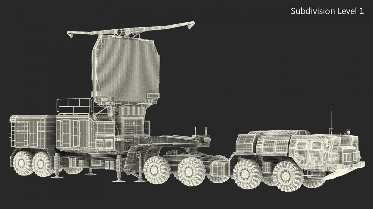 3D model MAZ 74106 with 64N6 Big Bird Radar Green