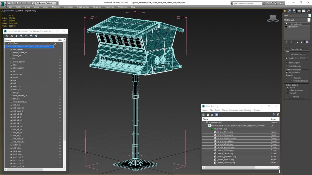 3D Squirrel Resistant Bird Feeder Pole with Seeds