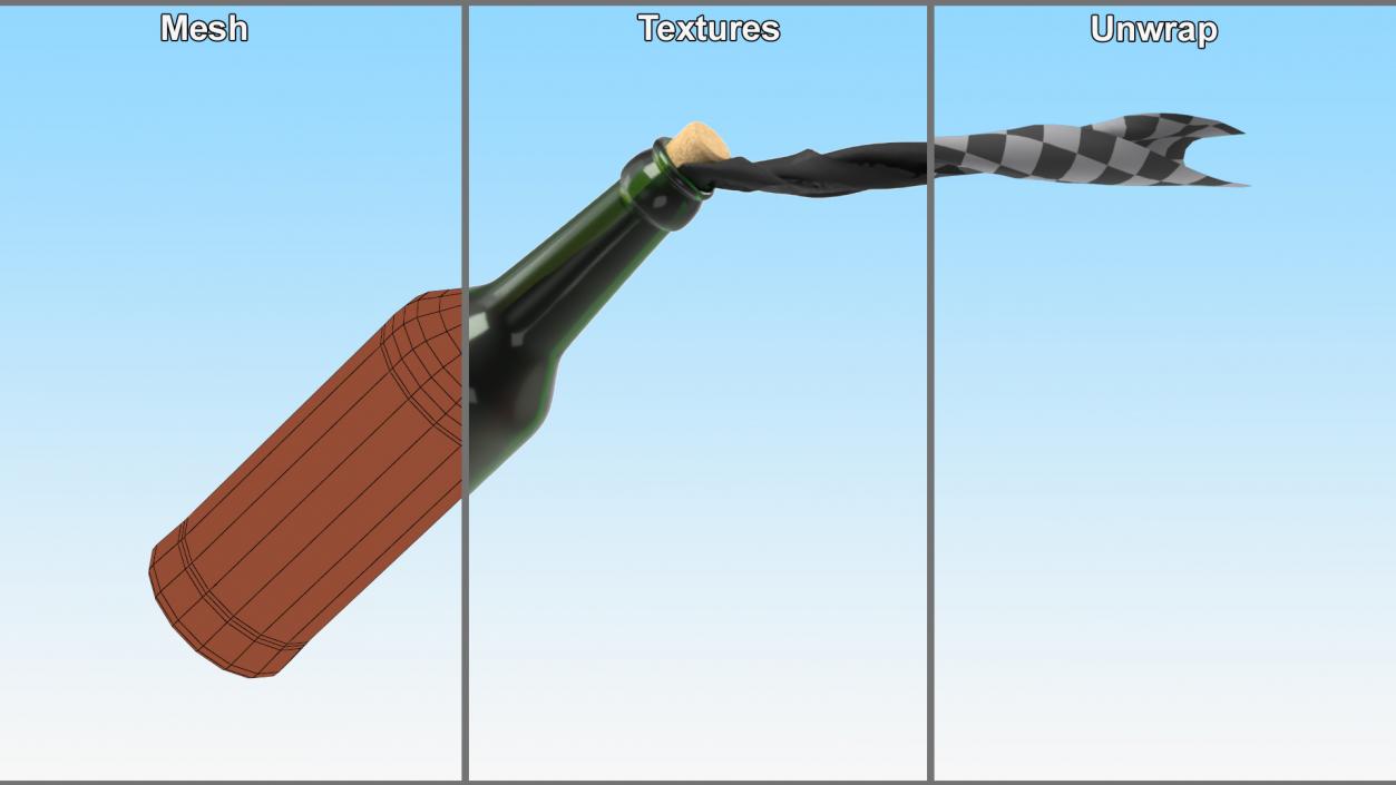 3D model Incendiary Bottle Flying Fur 2