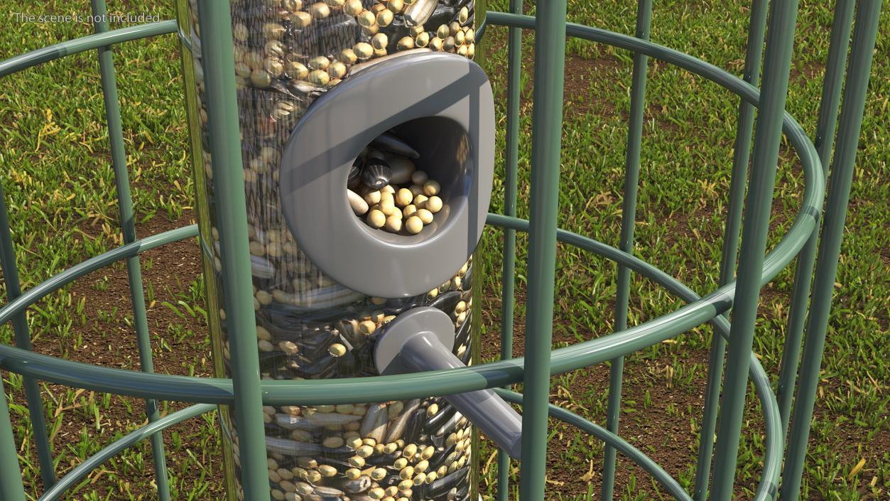 3D Caged Bird Feeder with Seeds model