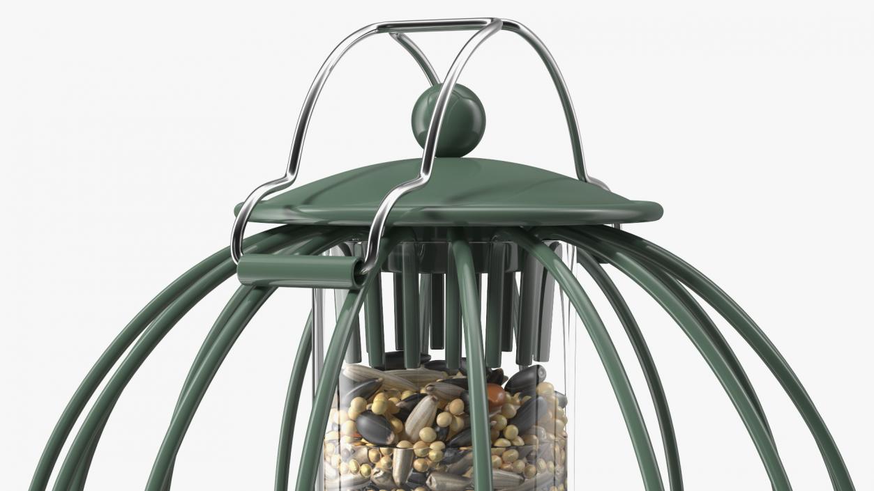 3D Caged Bird Feeder with Seeds model