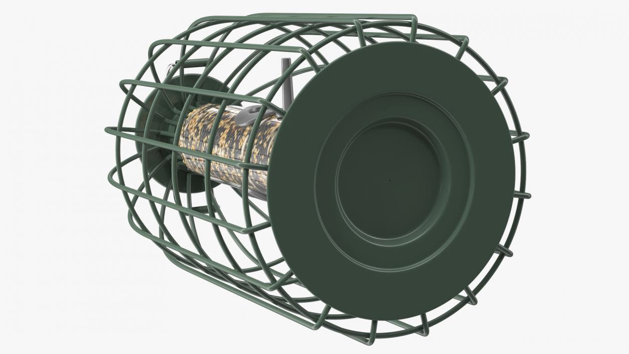 3D Caged Bird Feeder with Seeds model