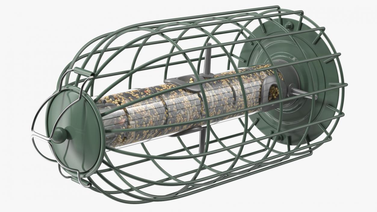 3D Caged Bird Feeder with Seeds model