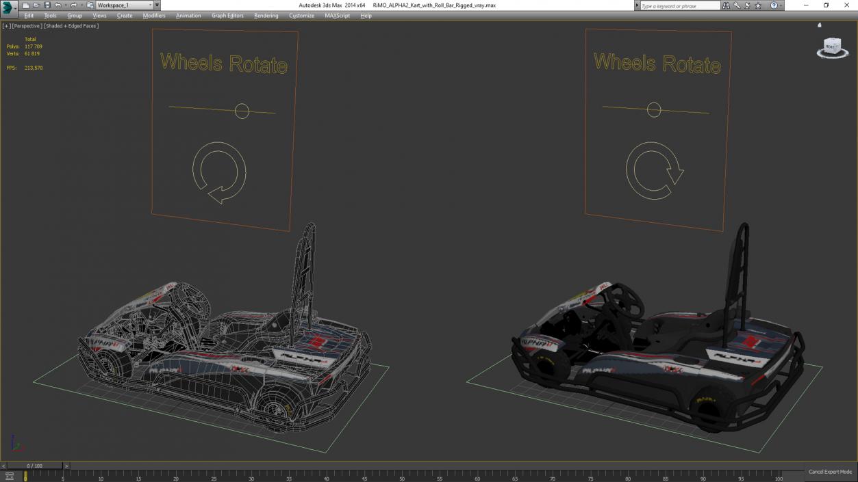 RiMO ALPHA2 Kart with Roll Bar Rigged 3D