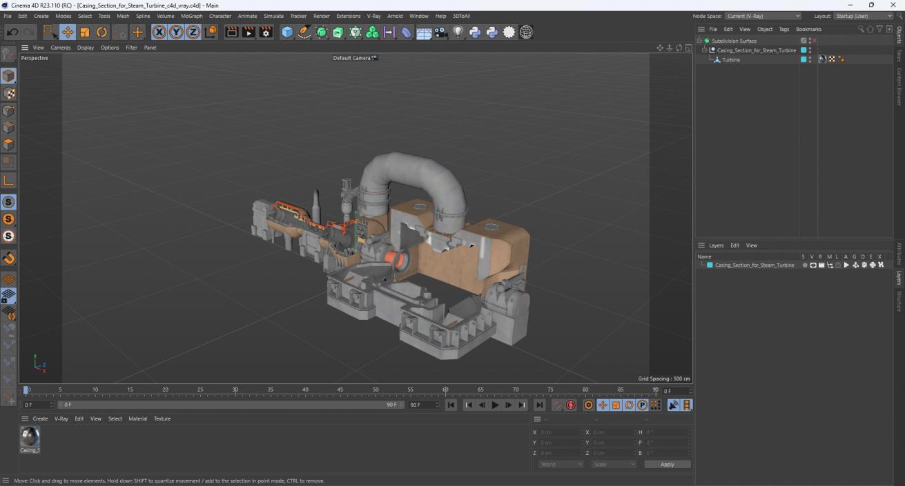 Casing Section for Steam Turbine 3D