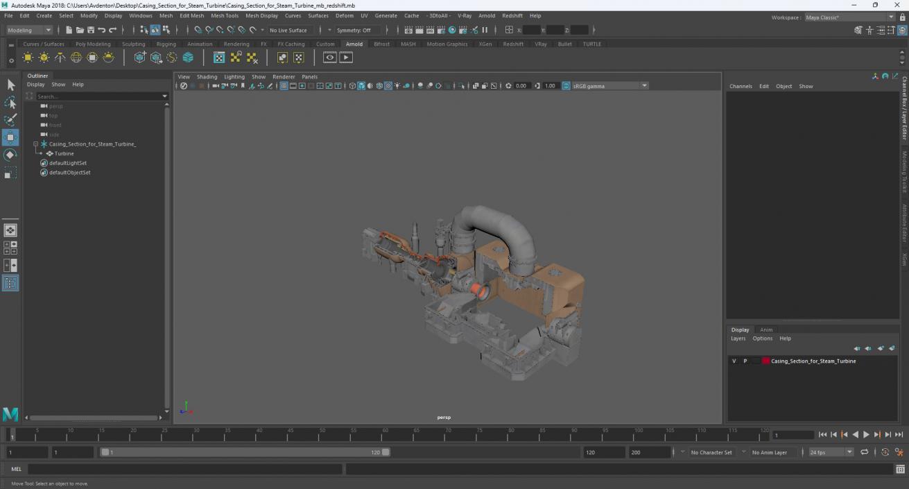 Casing Section for Steam Turbine 3D