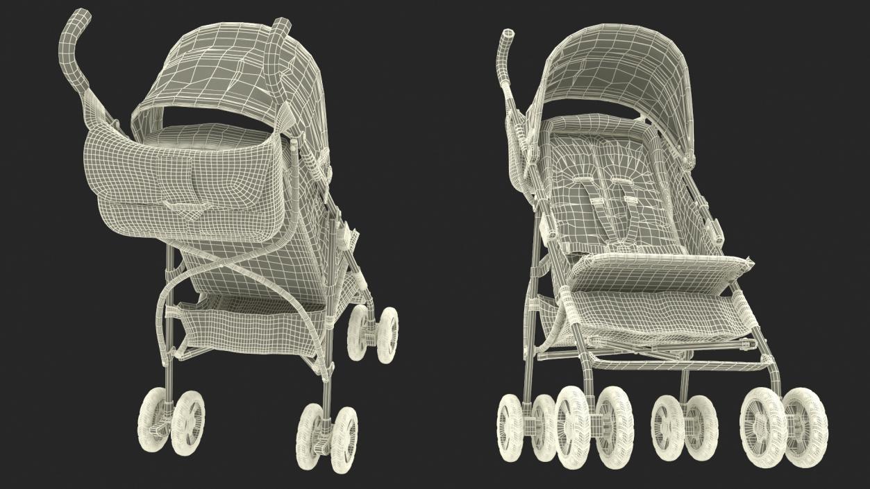 Portable Folding Baby Stroller With Bag 3D model